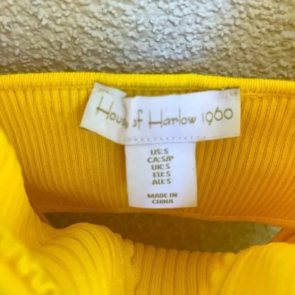 NWOT Revolve x House of Harlow 1960 Lemon Striped Ribbed Beaded Midi Dress small - Picture 5 of 9